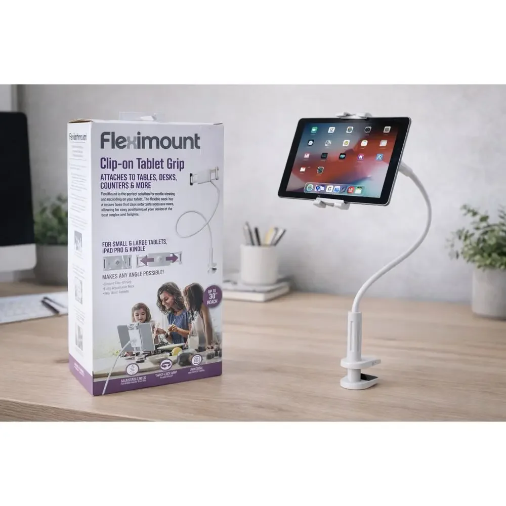 FlexiMount Clip-on Tablet Stand – Fits iPad, Kindle & More